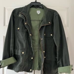 J. Crew Olive Green Utility Jacket with Gold Accents